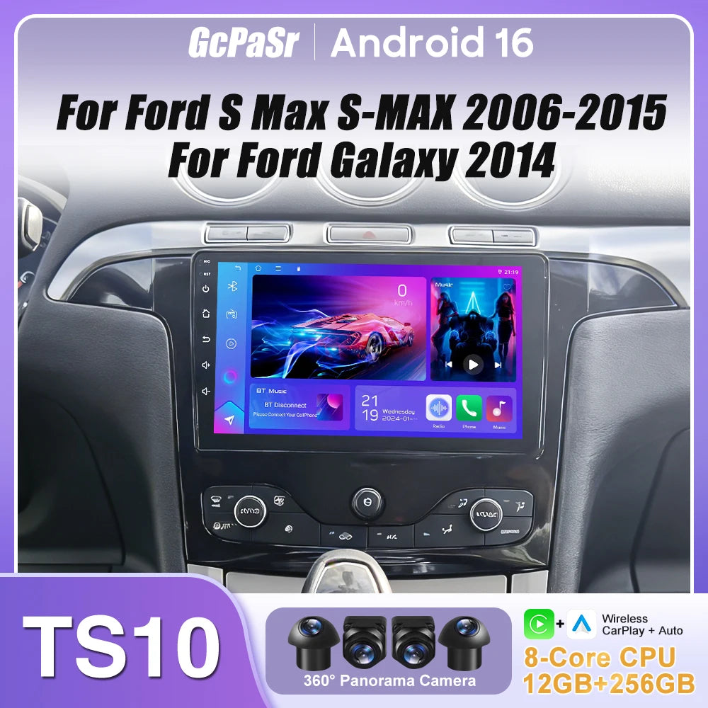 Car Stereo with Apple CarPlay & Android Auto, Compatible with Ford S-MAX & Galaxy
