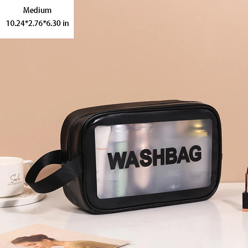 Portable Toiletry Bags with Handle, Translucent Waterproof travel Make up Bags for Women, Large Capacity Travel Cosmetic Bags
