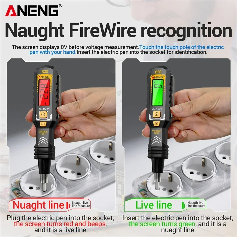 Dual-use Screwdriver Voltage Tester Pen ANENG B20 Double Head Insulated Slotted Cross Pen Screw Driver Repair Meter Hand Tools