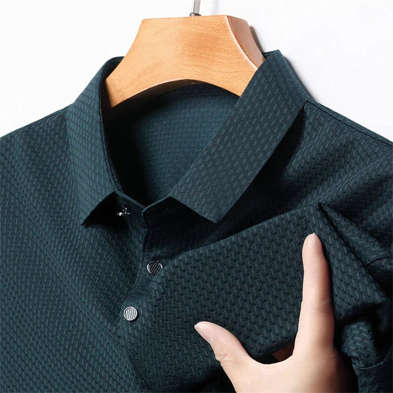 Men's Ice-Silk Polo - Wrinkle-Resistant Cool-Touch, Quick-Dry