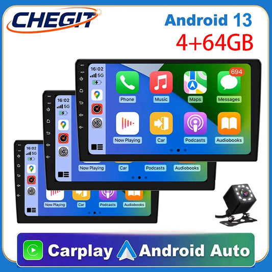 Universal 2-DIN Android 13 Car Stereo (7"/9"/10", 64GB) — CarPlay, GPS, Bluetooth, WiFi