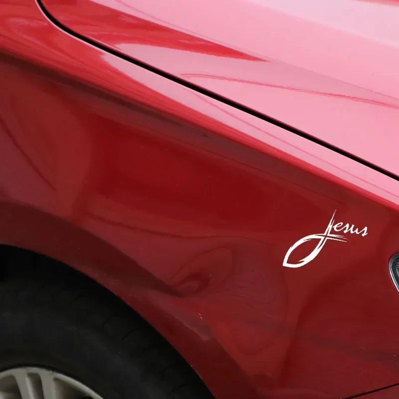 JPCT   Jesus Curve Cross Christ Fish Stickers for Racing, Luggage Waterproof Stickers 50cmx42cm
