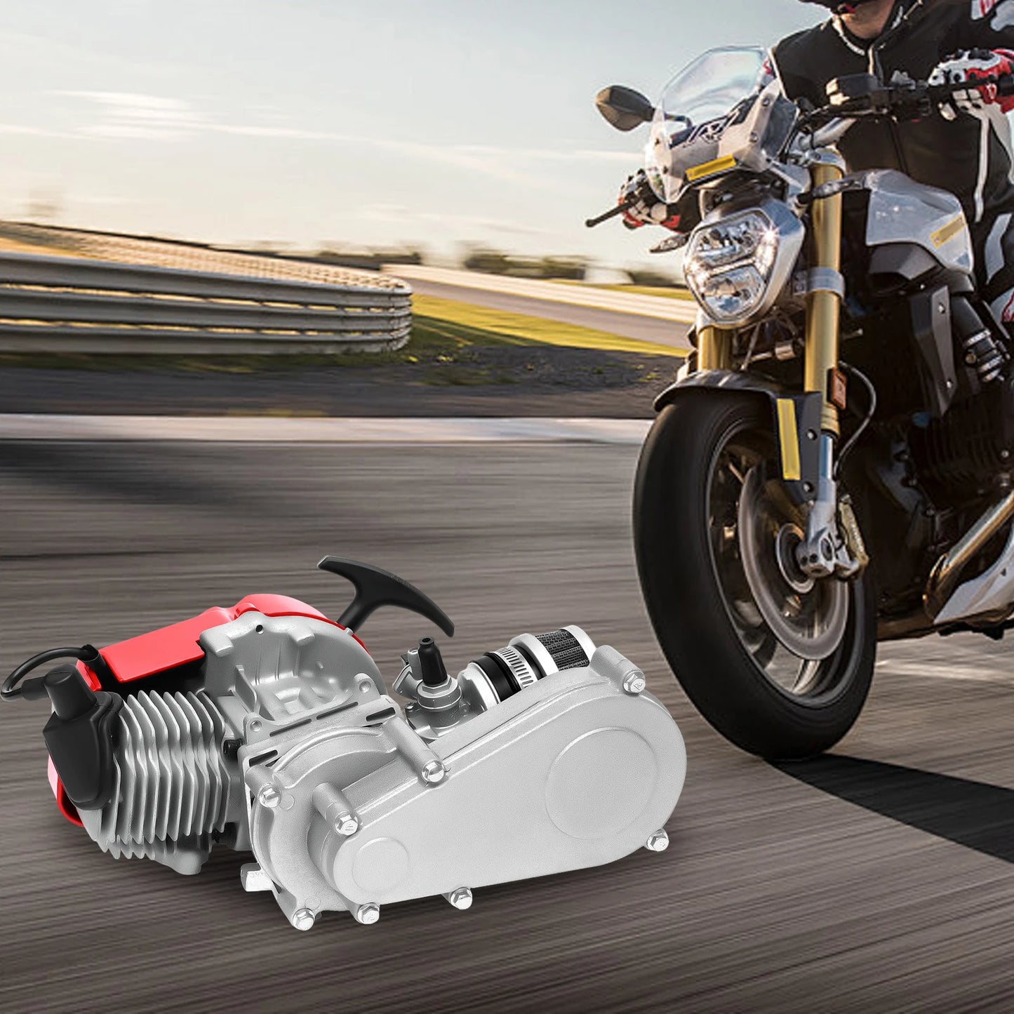 49cc 2-Stroke High-Performance Gas Engine – Single-Cylinder Pull-Start Motor for Pocket Quads, Mini Bikes & Racing Motorcycles