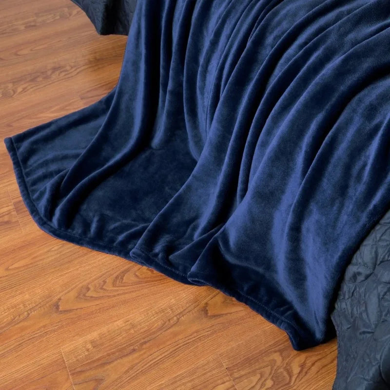 Coral Fleece Flannel Blanket, Soft Lightweight Bed Throw