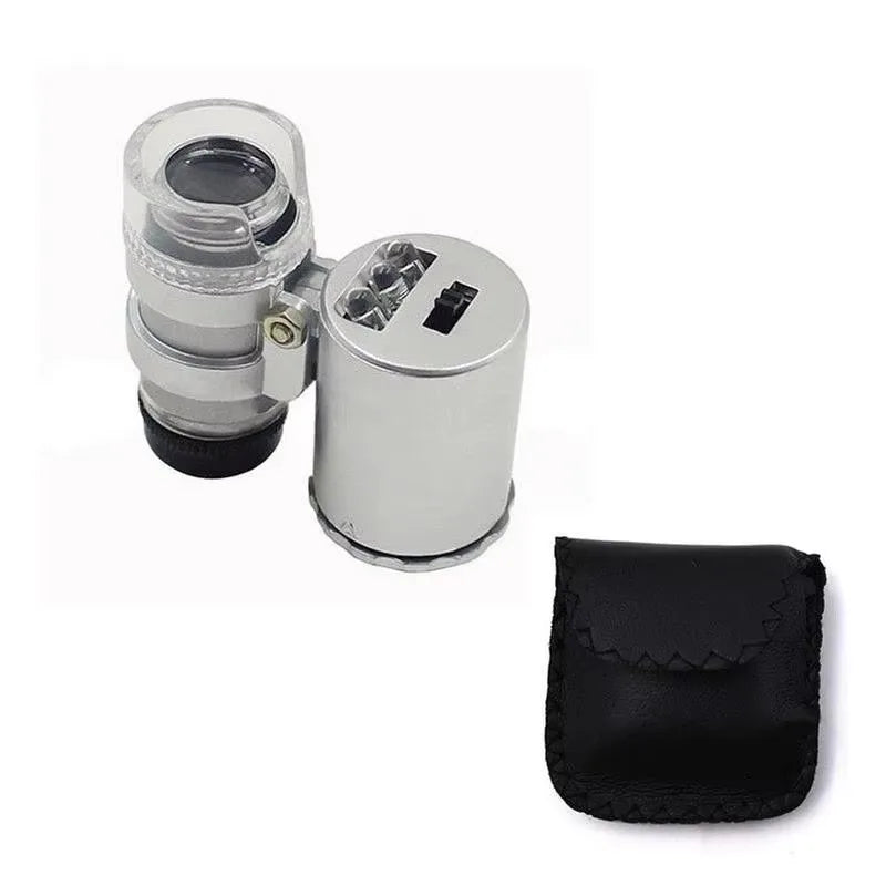 Mini 60X Microscope LED Jewelry Loupe UV Currency Detector Portable Magnifier Magnifying Eye Lens Magnifying Glass Loupe