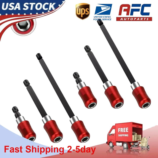 NEW 6PCS 1/4 Hex Shank Quick Release Magnetic Red Screwdriver Extension Holder Drill Bit High Quality Tool Set