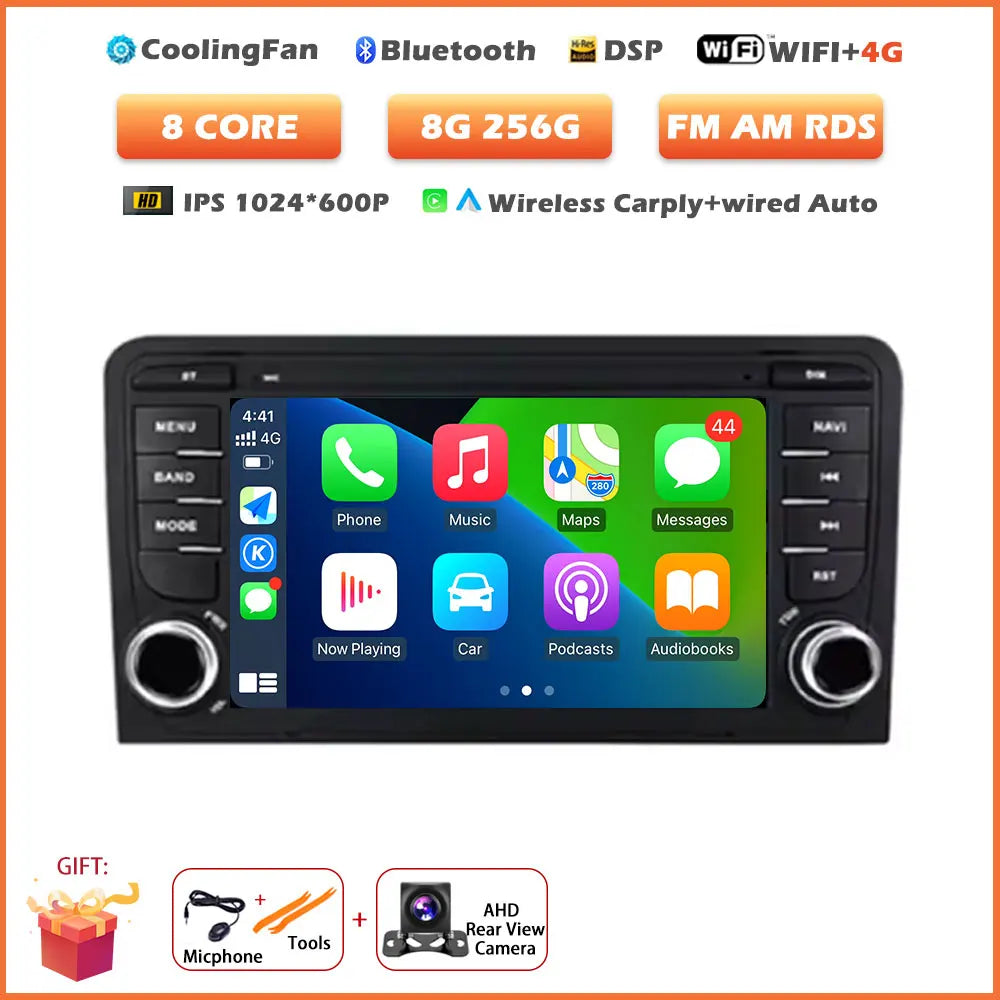 Car Stereo with Apple CarPlay & Android Auto, Compatible with Audi A3 8P, RS3 Sportback & S3 8P