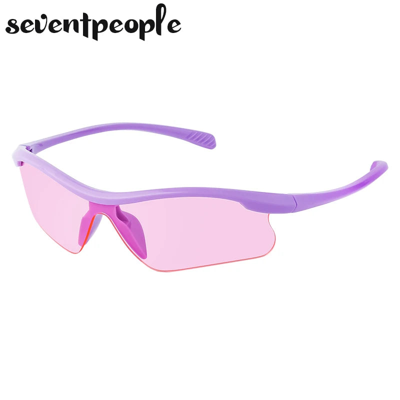 Semi-Rimless Cycling Sunglasses — One-Piece Windproof Lens
