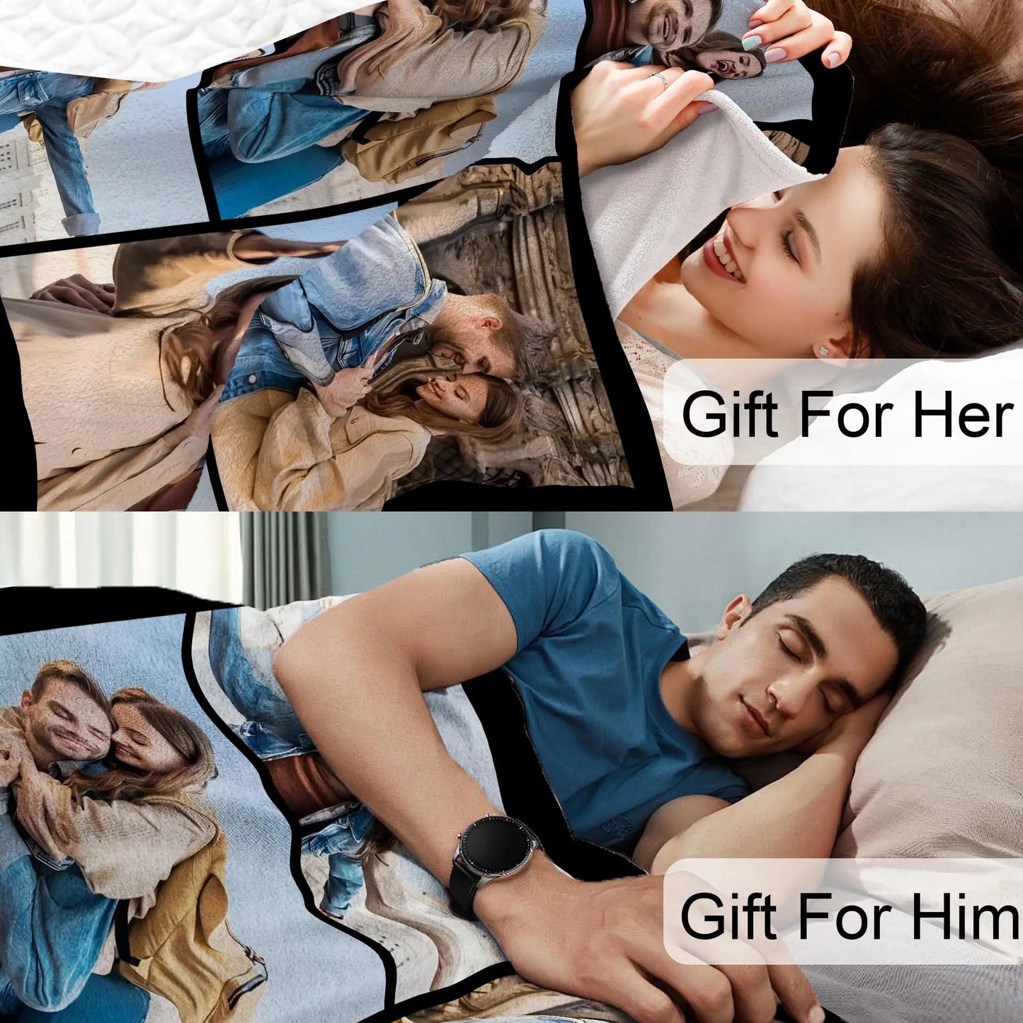 1pc Customized Blanket With Your Family Photo Warm Personalized Blankets for Lover Mom for Mothers' Day Fathers Bithday Gifts