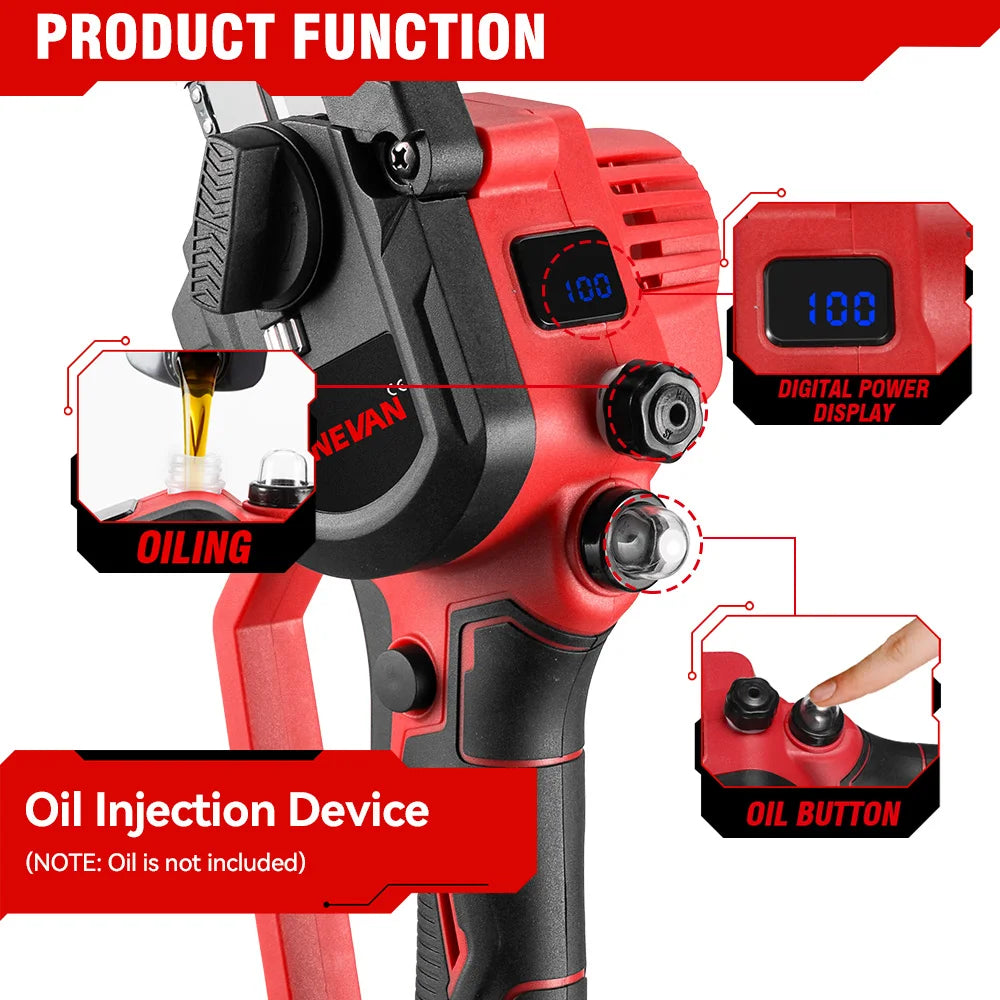 ONEVAN 4500W 8 Inch Brushless Electric Saw Chainsaw With Oil Spray Rechargeable 45000RPM Woodworking Tool For Makita Battery Pin