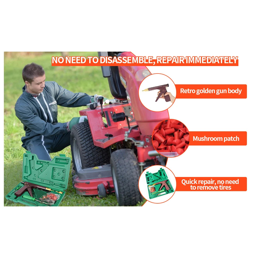 Professional Tire Repair Kit Tubeless Puncture Plug Gun for Car Motorcycle Heavy Duty Mushroom Plugs Emergency Seal Tool
