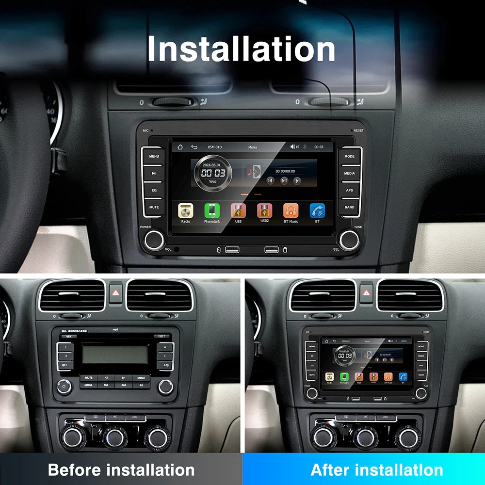 7" 2-DIN Car Stereo — CarPlay, Android Auto, AirPlay & RDS for VW, SEAT, Skoda (Passat, Golf, Polo)