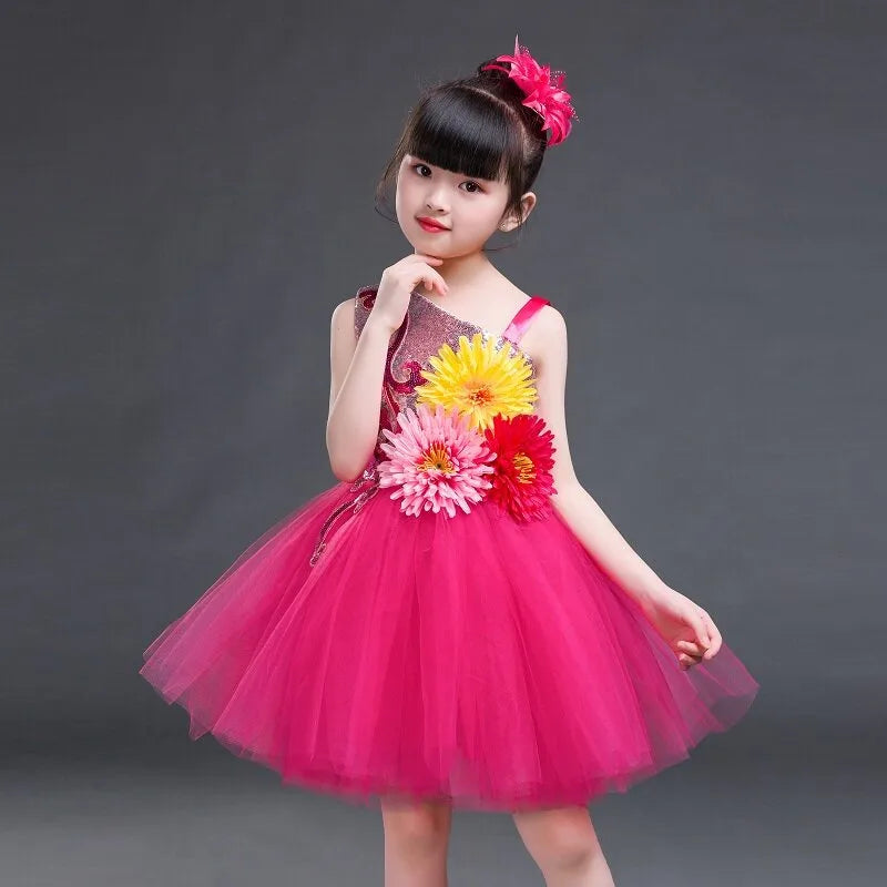 Girls multicolor modern dance dress