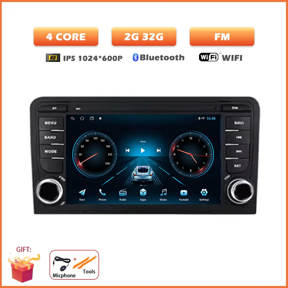Car Stereo with Apple CarPlay & Android Auto, Compatible with Audi A3 8P, RS3 Sportback & S3 8P
