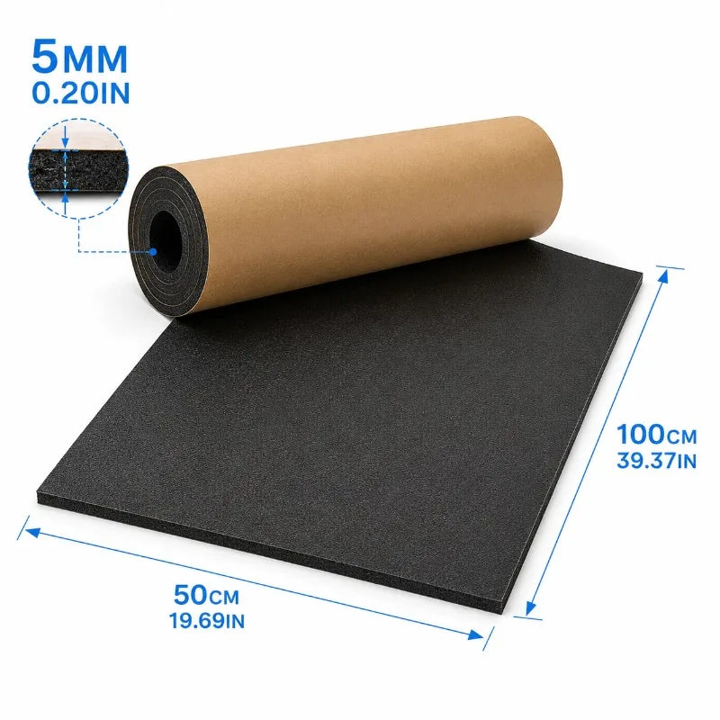 5/10/15/20mm Thickness Self Adhesive Closed Cell Foam Roll Car Heat Insulation Sound Deadening Mat with Kraft Paper Backing