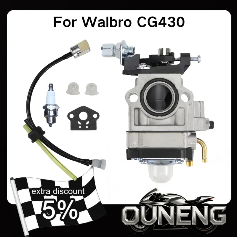 For Walbro CG430 CG520 BC430 BC520 40-5 44-5 43cc 49cc 50cc 52cc Brush Cutter 2-Stroke Engine Lawn Mower Carburetor Carb