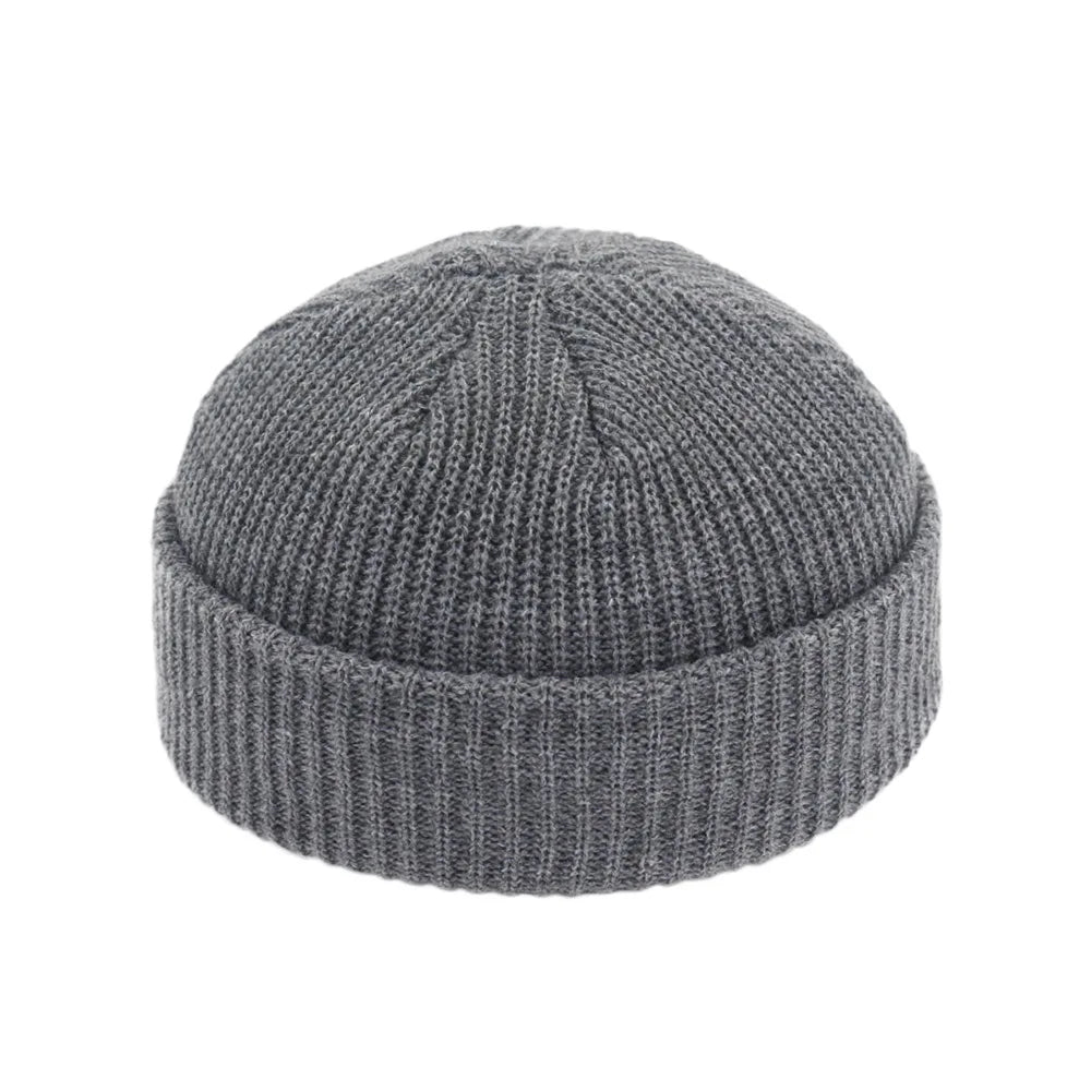 Retro Sailor Knit Beanie - Short Roll-Up Cuff Skull Cap, Unisex - photo 10