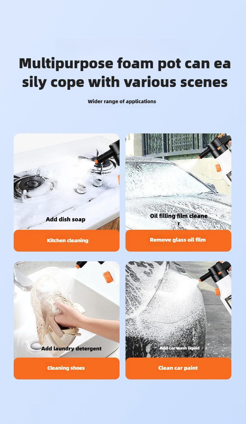2L Handheld Electric Foam Sprayer Hand Pump Foam Sprayer Snow Foam Cannon Motorized Car Wash Sprayer for Car Wash Home Cleaning