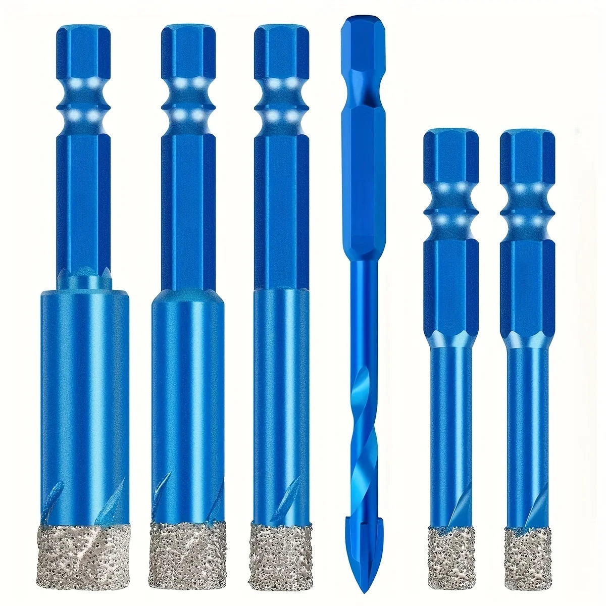 6 Pc Tile Drill Bit Set for Porcelain, Marble & Granite