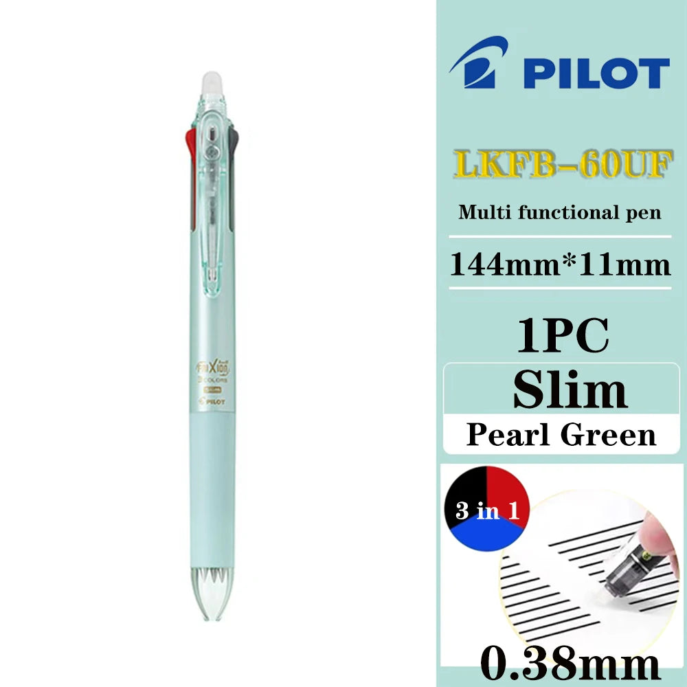 Japan Pilot Frixion Pen 3 in 1 Erasable Gel Pen 3 Colors 0.5mm /0.38mm LKFB-60EF Slim Pen Holder Back To School Stationery