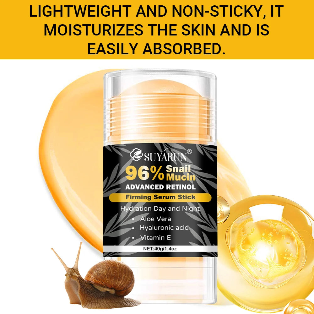 SUYARUN 96% Snail Mucin & Retinol Anti-Aging Cream Stick – Firming Neck, Face & Feet | 40g