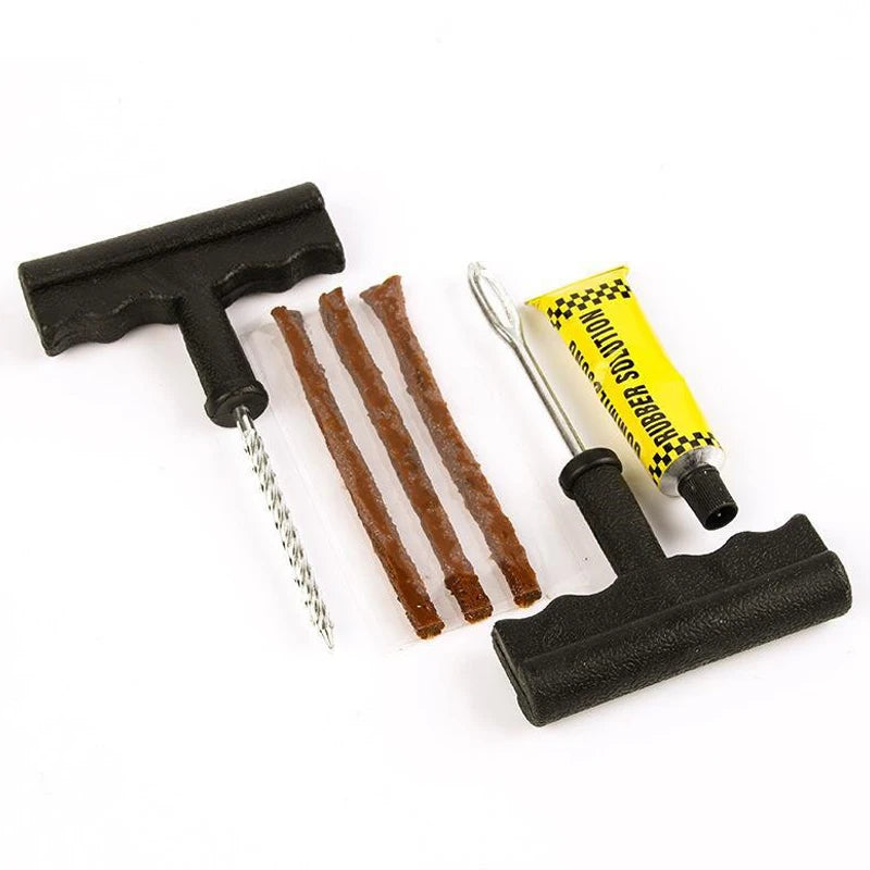 Car Tire Repair Tools Kit with Rubber Strips Tubeless Tire Tyre Puncture Plug Seal Repair Tool Kit for Bicycle Motorcycle Car
