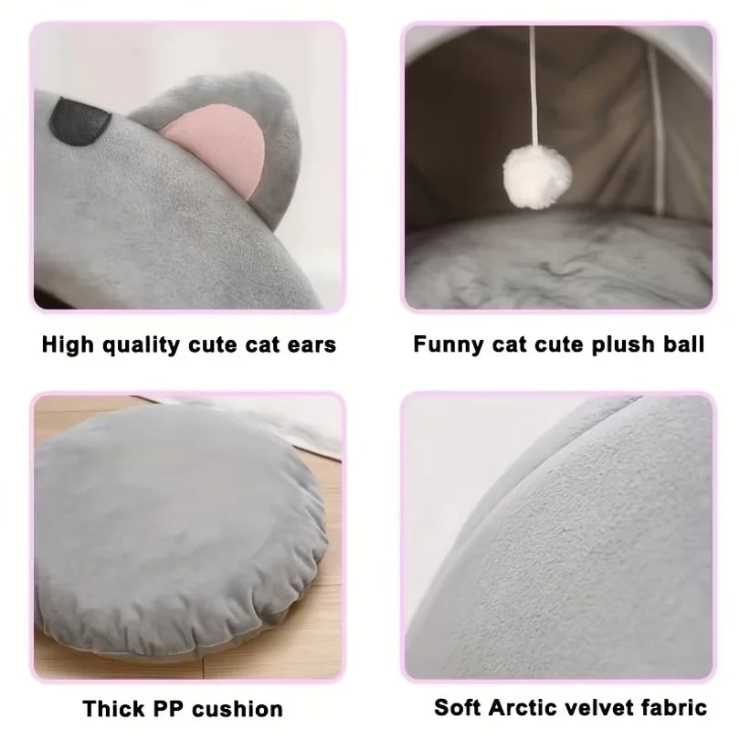 Cartoon Cat Cave Bed - Kitten House & Puppy Tent – photo 5