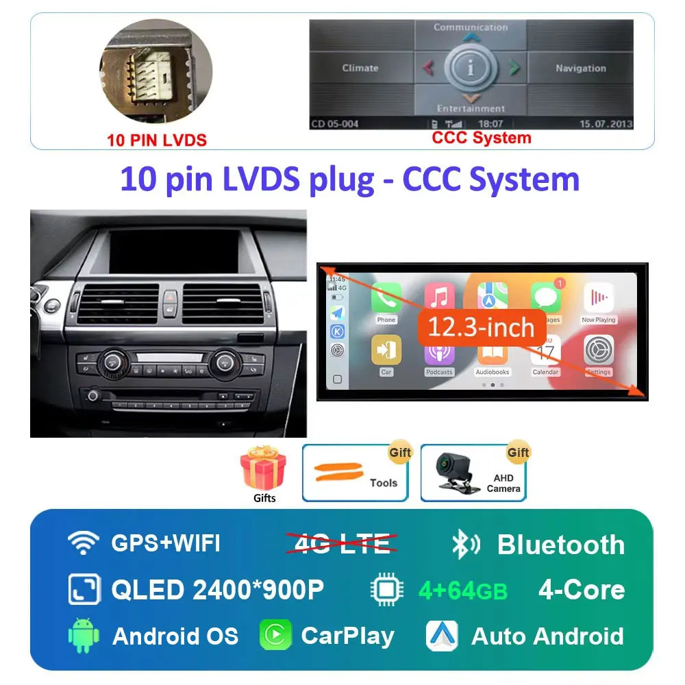 Navigation GPS Android 16 for BMW X5 X6 E70 E71 2008 - 2013 ClC/CCC System Car Radio Multimedia Player BT 4G DSP Stereo WiFi 4Ｇ