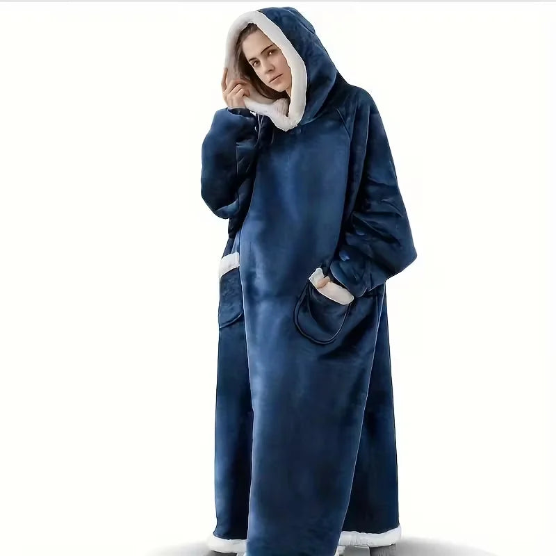 Extra Long Flannel Blanket Hoodie with Sleeves - Giant Wearable Blanket - photo 9