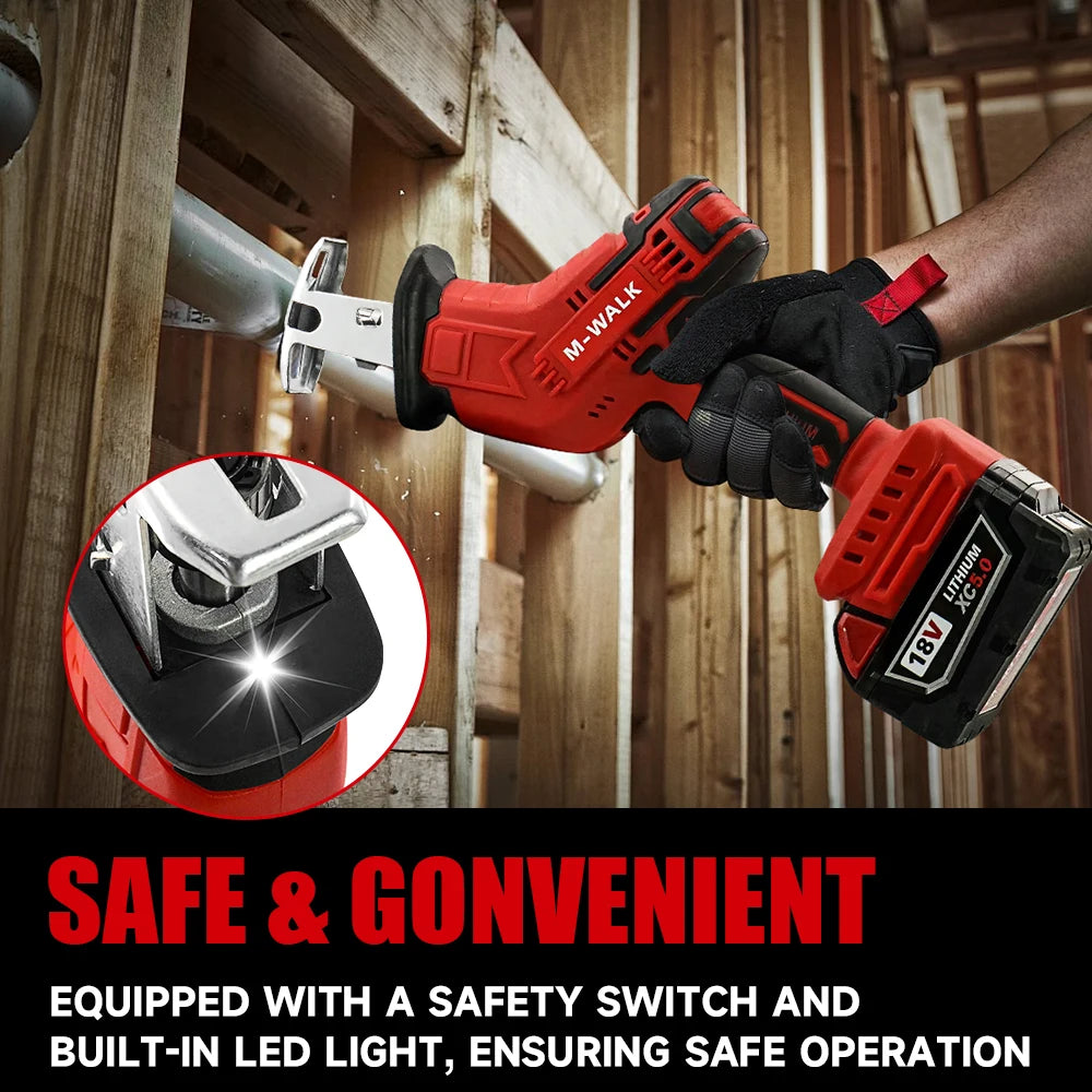 M-WALK Cordless Reciprocating Saw 18V — Wood & Metal Cutting (Compatible with Milwaukee 18V Battery)