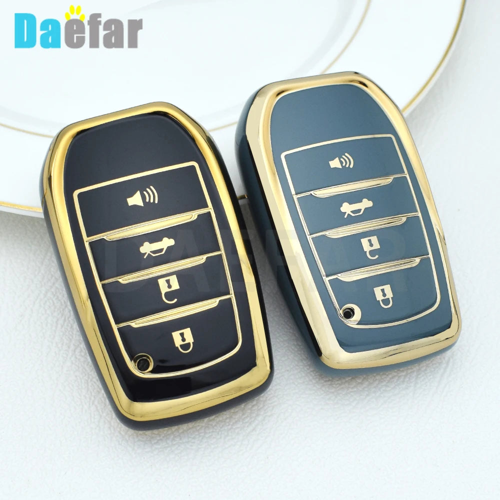4 Buttons TPU Car Key Case Cover Remote Fob Shell For Toyota Hilux Revo Innova Rav4 Fortuner Skin Key Chain Holder Protector