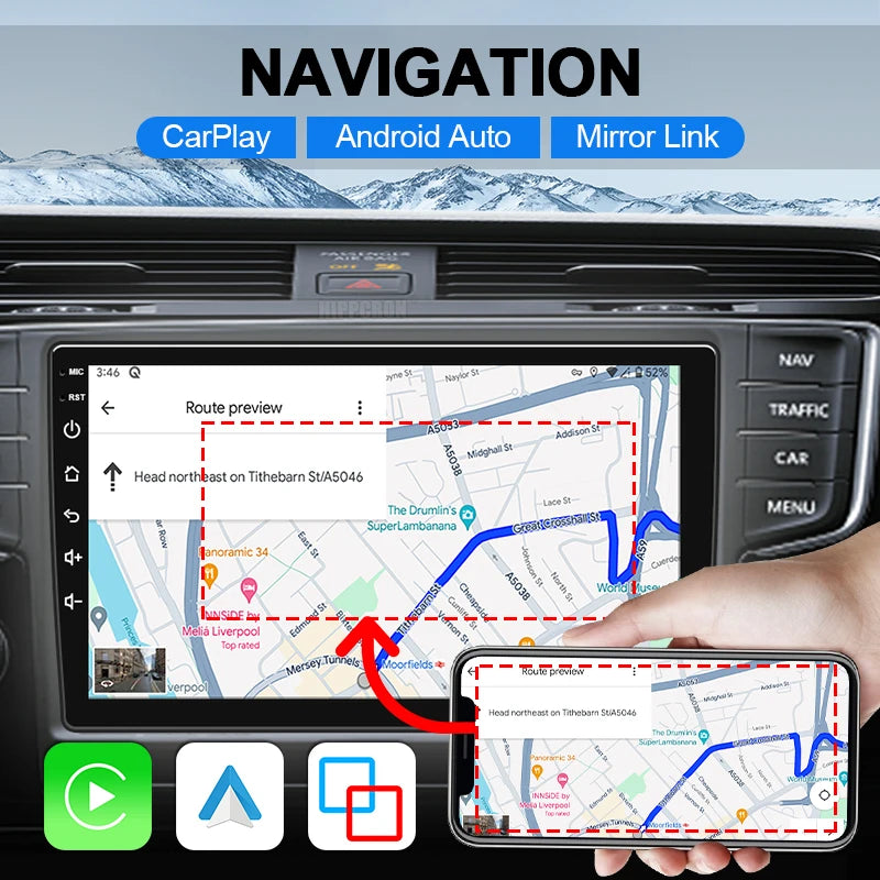HIPPCRON Universal 2-DIN Car Stereo (7"/9") — Wireless CarPlay & Android Auto, Linux Touchscreen