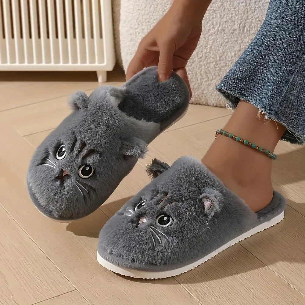Women's Fuzzy Cat Slippers - Cute Animal House Shoes - photo 5