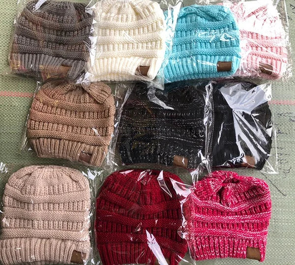 Women's Messy Bun Ponytail Beanie - Open Knit Winter Hat - photo 3