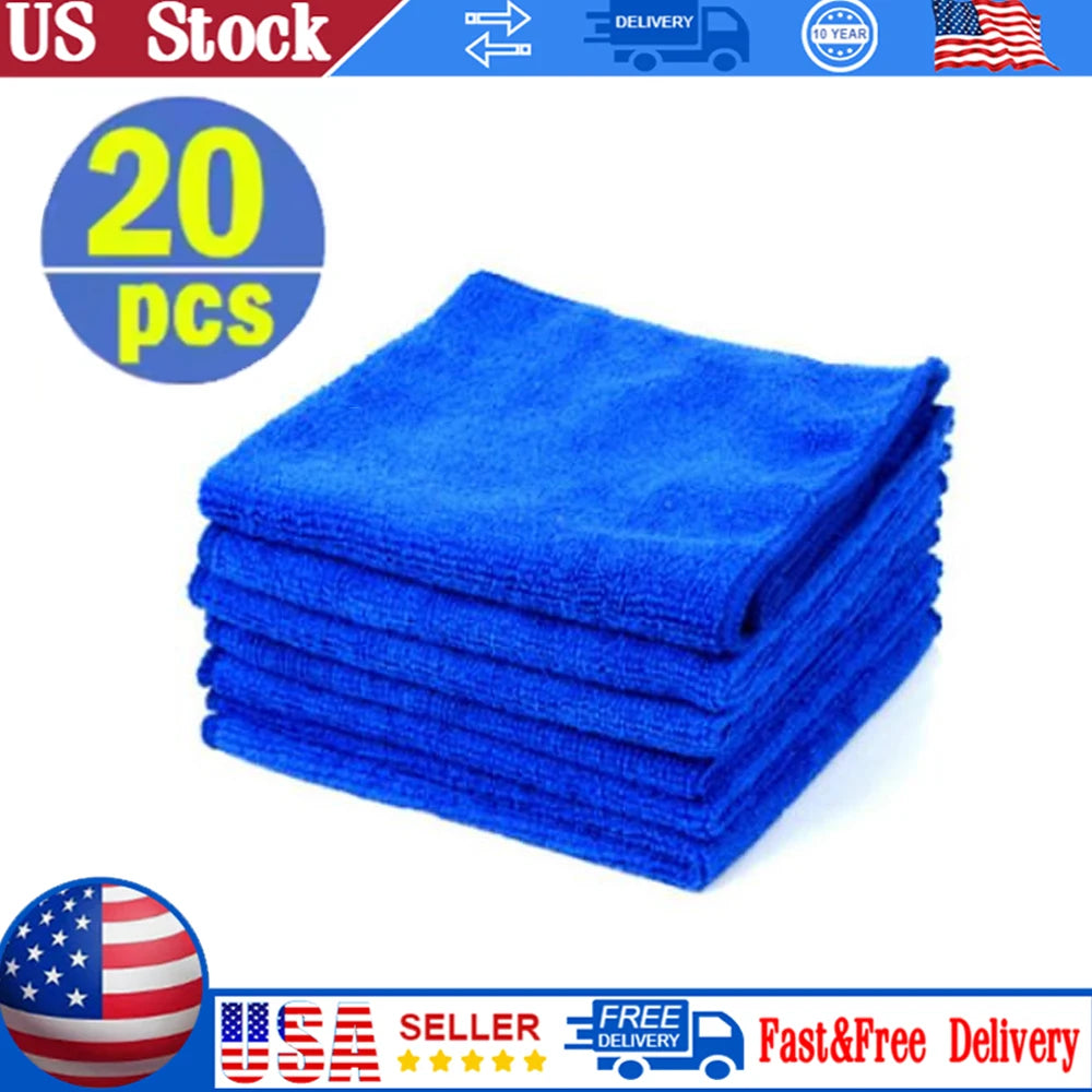 20PCS General Soft Microfiber Auto Cleaning Towels 30*30 Multifunctional Car Detailing Towel Automotive Washing Dry Cloth