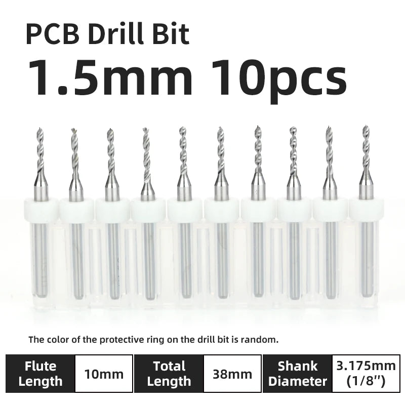 TOOLEYE 10pcs PCB Drill Bit Set Micro Drills Printed Circuit Board 1/8" Shank Mini CNC Drill Bits 0.1-3.175mm Drilling Tools