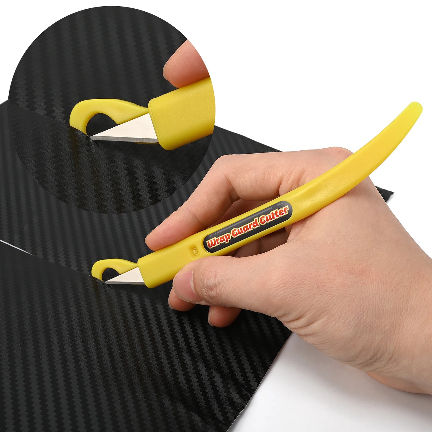 EHDIS 2pcs Carbon Fiber Wrap Guard Knife Cutter With 10pcs Blade Car Film Vinyl Detailing Squeegee Window Tint Cut Crafting Tool