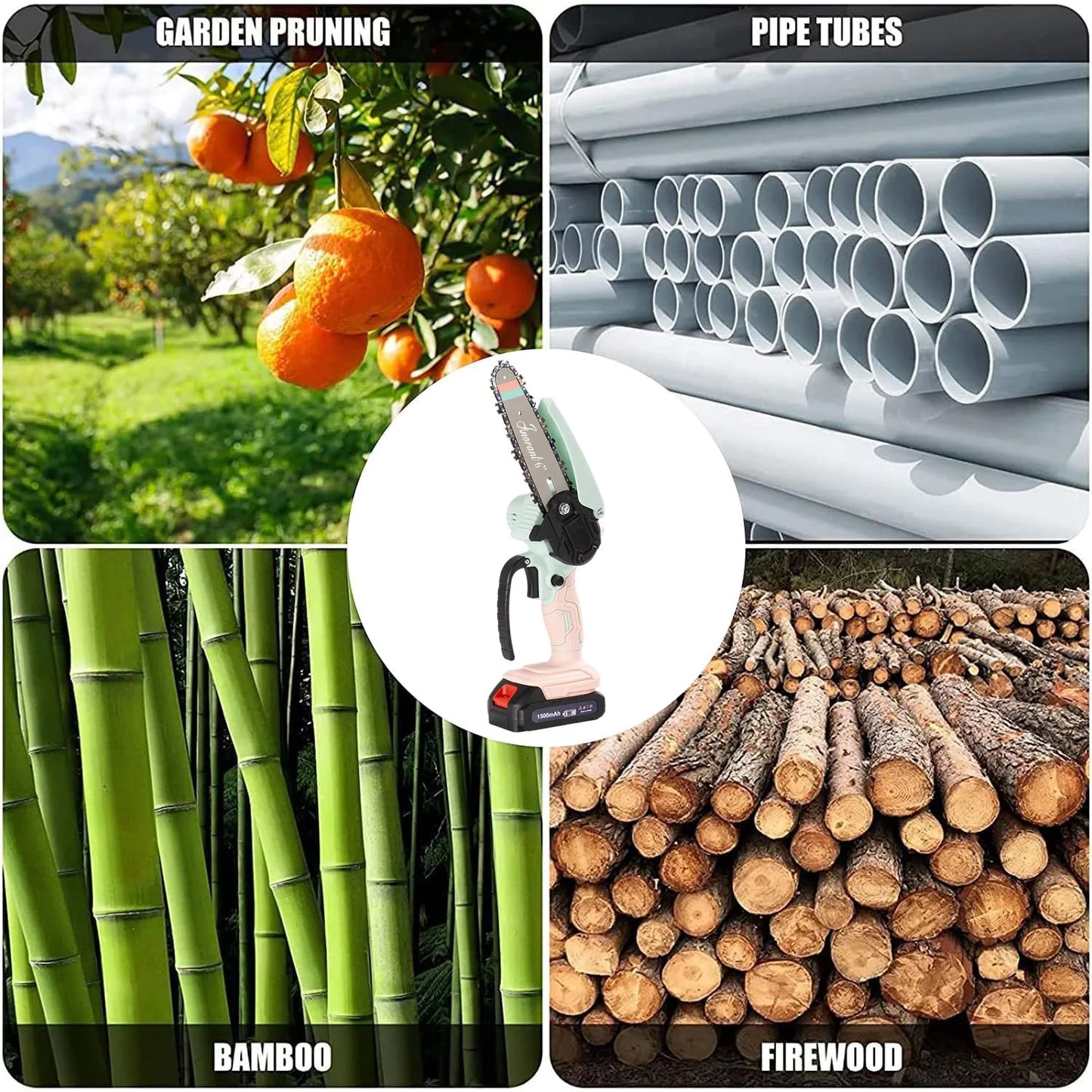 Mini Cordless Electric Chainsaw – 2 Batteries Included | Handheld Portable Saw for Tree & Wood Cutting