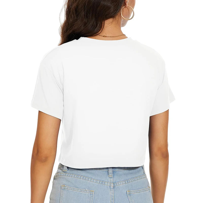 Harajuku Y2K Women's Crop Top – Casual Streetwear Short Sleeve Round Neck Loose Tee | White, Pink, Yellow | S–XL