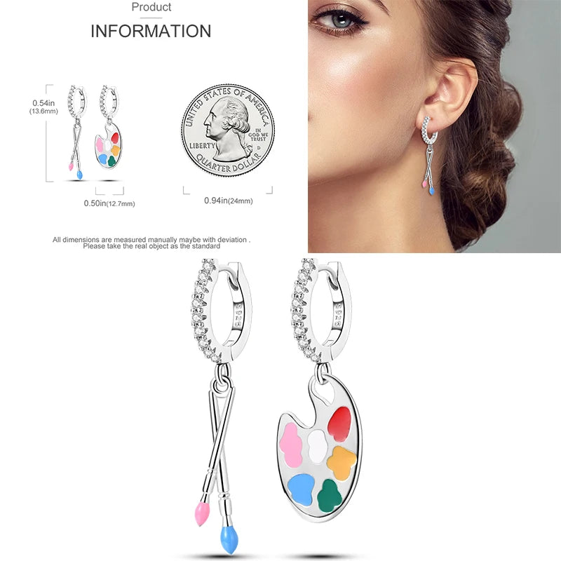 Sparkling Gold Woman Hoop Earrings 925 Sterling Silver Butterfly Colored Zirconium Earrings for Women Jewelry Anniversary Gift