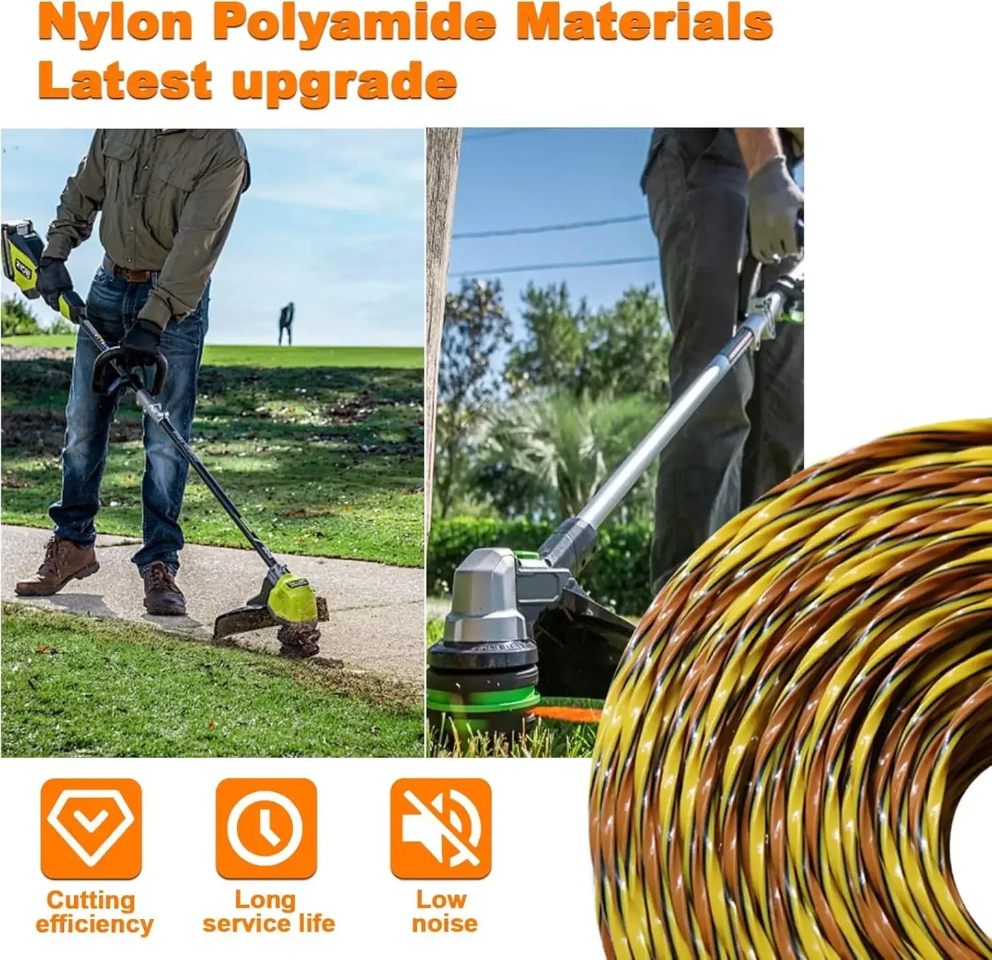 1.6~3.0mm*15m Upgrade Tricolor Spiral Trimmer Line Weed String Trimmer Line Brush Cutter Thread Trimmer