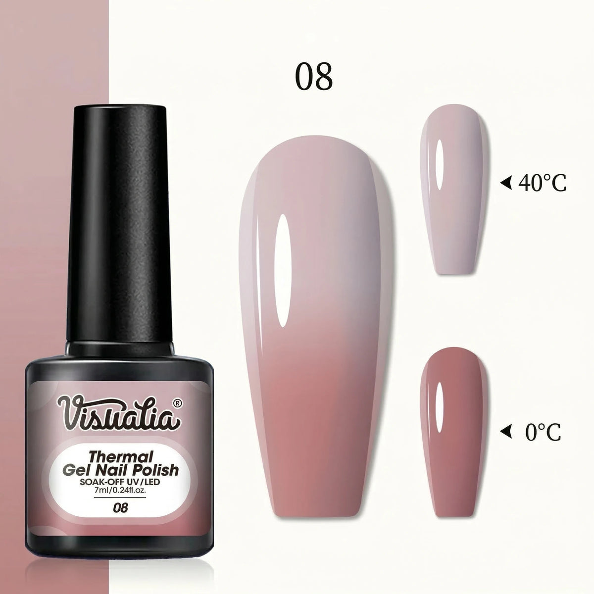 1pc Gradient Hot Gel Nail Polish Set, Changes with Temperature, Semi-Permanent /LED, Soak-Off, Long-Lasting, And Fragrance,