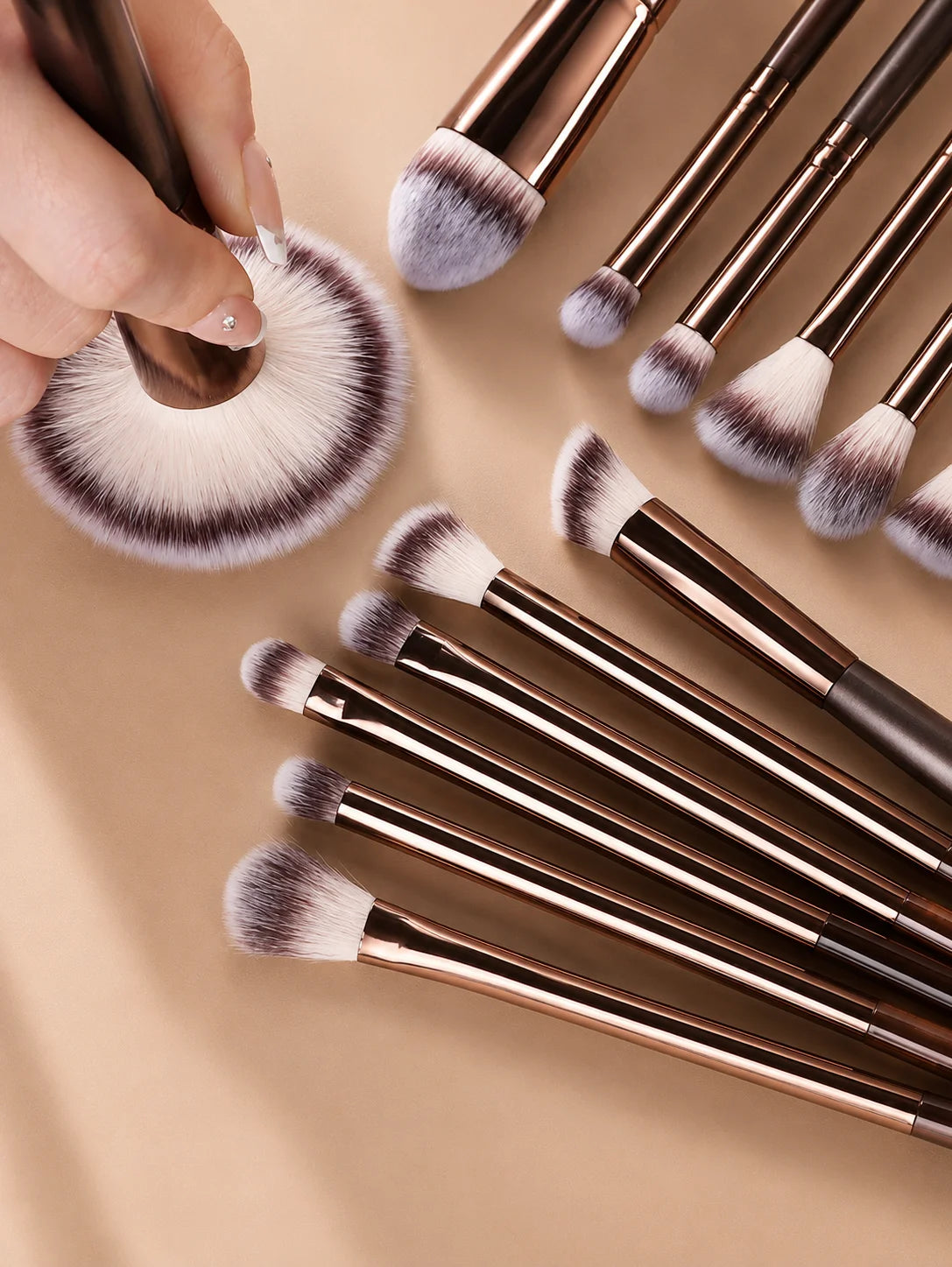 Professional Dual-Ended Makeup Brush Set Includes Foundation Brush, Contour Brush, Blush Brush, Powder Brush, Eyeshadow Brush, C