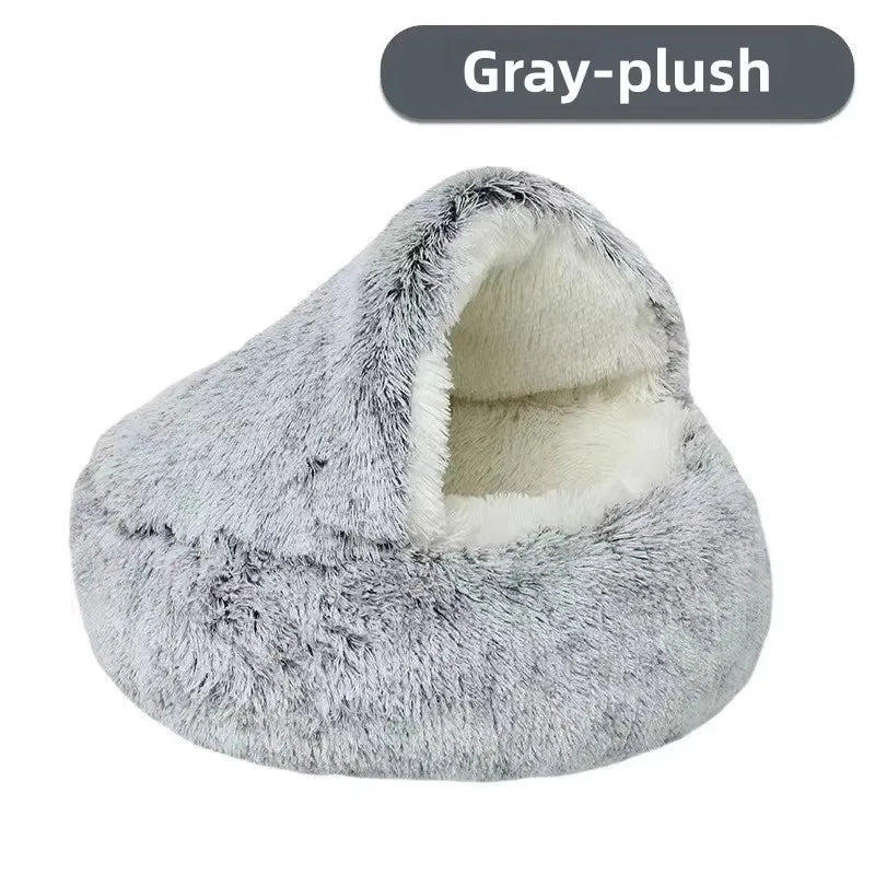 Large Semi-Enclosed Plush Pet Bed 60cm - Cozy Fleece-Lined Cat Nest - photo 11
