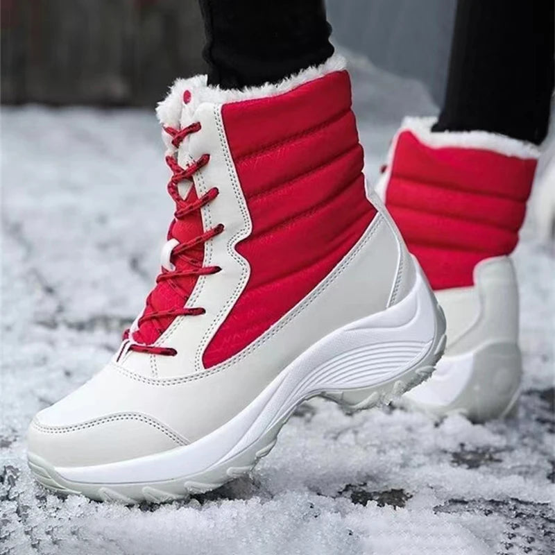 Women's Heeled Platform Ankle Boots - Plush Lined Winter Boots - photo 5