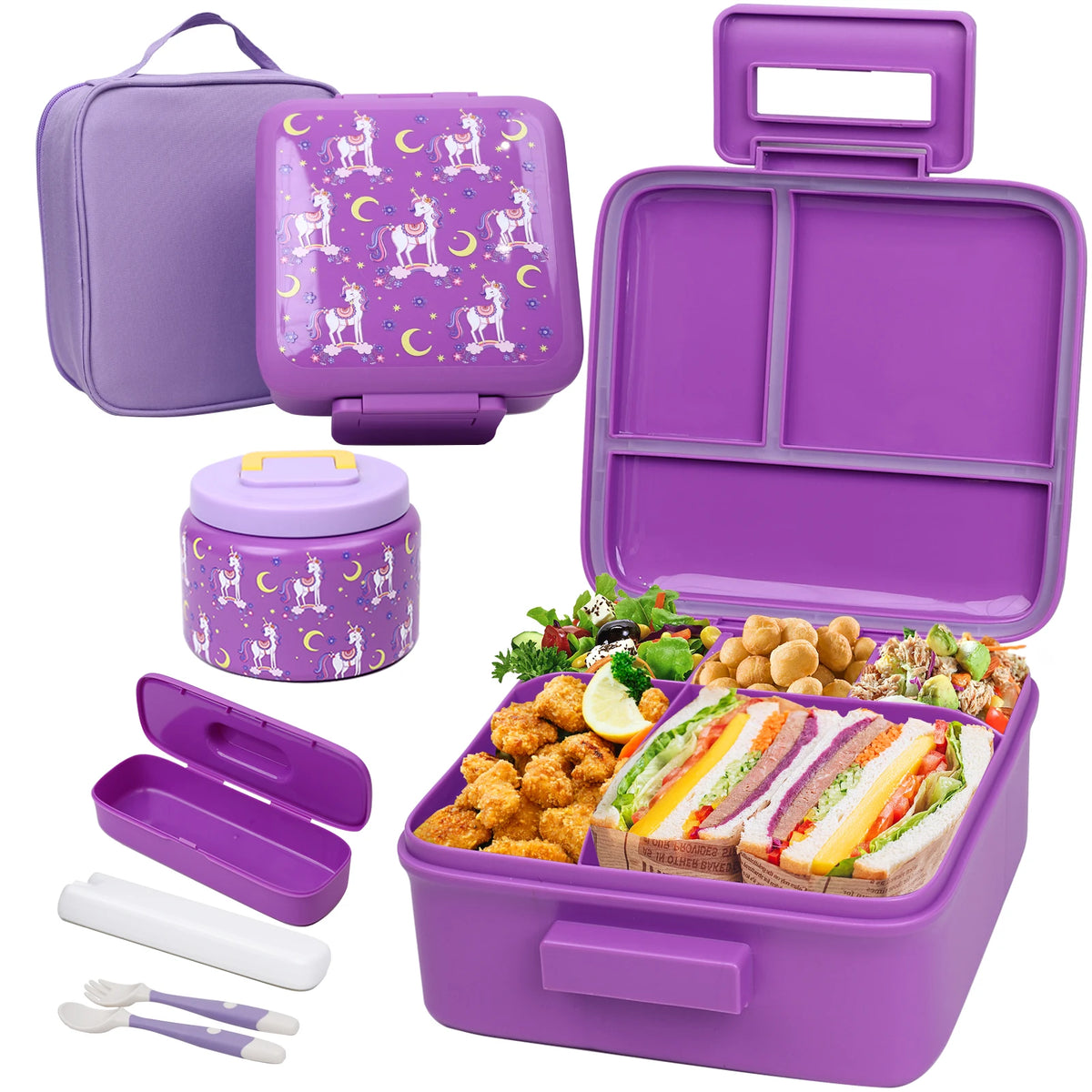 Kids Bento Lunch Kit - Food Jar, Lunch Bag, Ice Pack & Cutlery