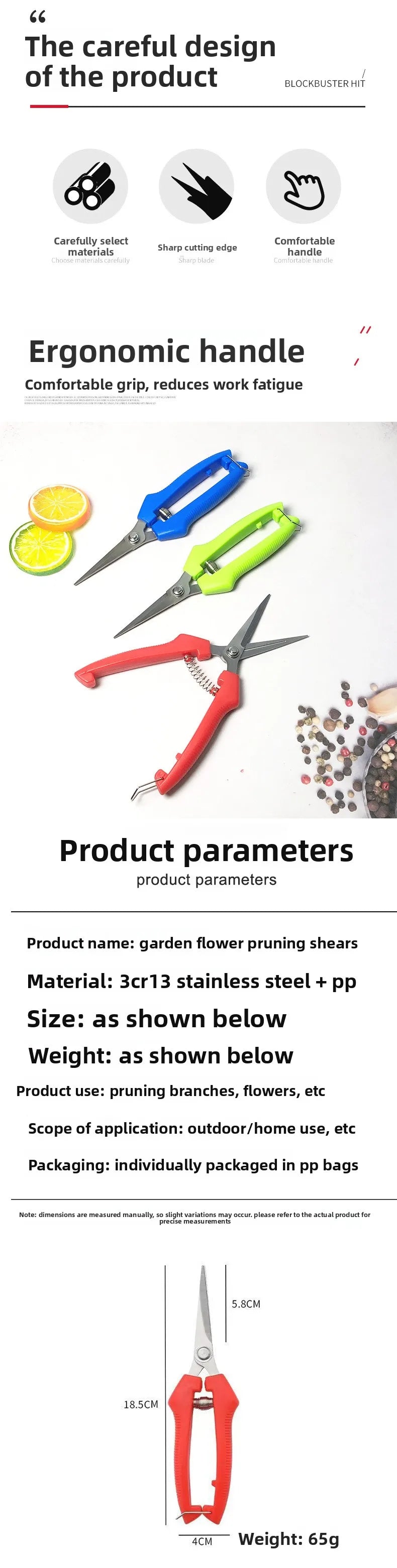 Straight-Head Pruning Shears — Stainless Steel Bonsai Garden Scissors