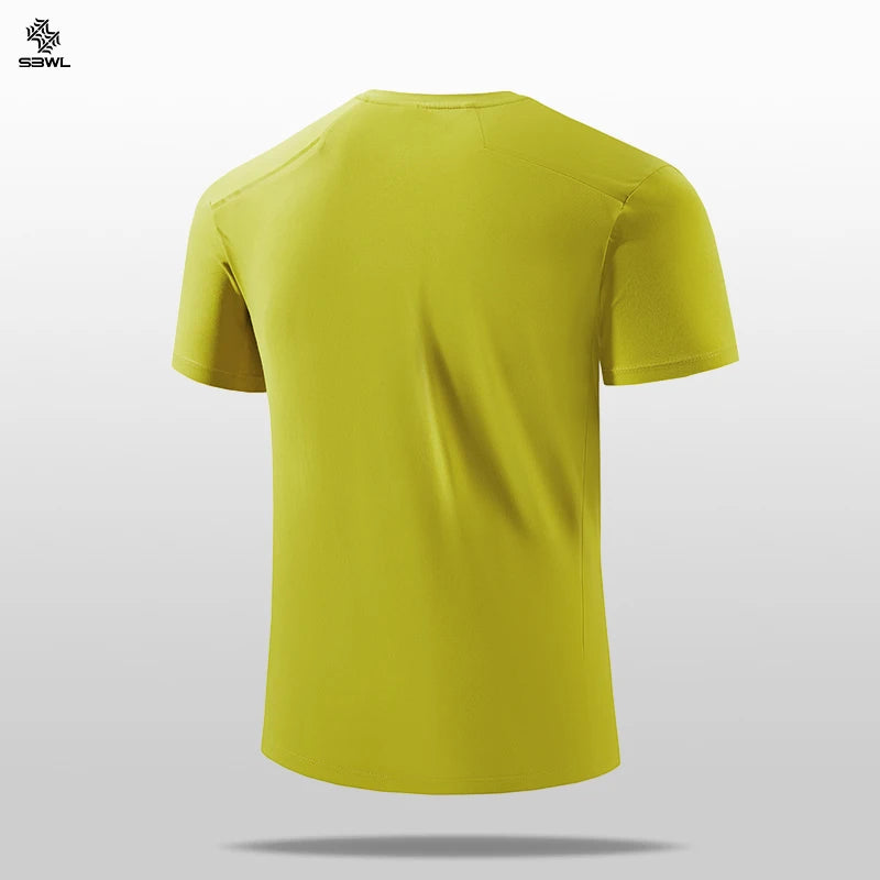 SBWL 2025 Summer men's new outdoor running fitness quick dry sports T-shirt high quality light casual short sleeve Gym Tops Tees