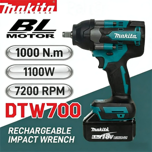 Makita Brushless DTW700 Cordless Electric Impact Wrench 1/2 Inch 18V Battery Compatible Power Tool for Automotive Repair