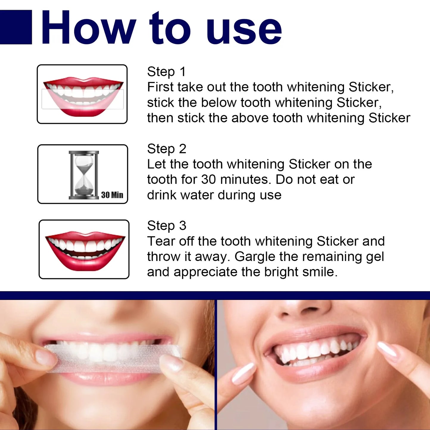 Teeth Whitening Stickers Mint White Teeth Gel Tooth Whitener Strips Teeth Yellow Smoke Stains Tea Stains Oral Hygiene Care
